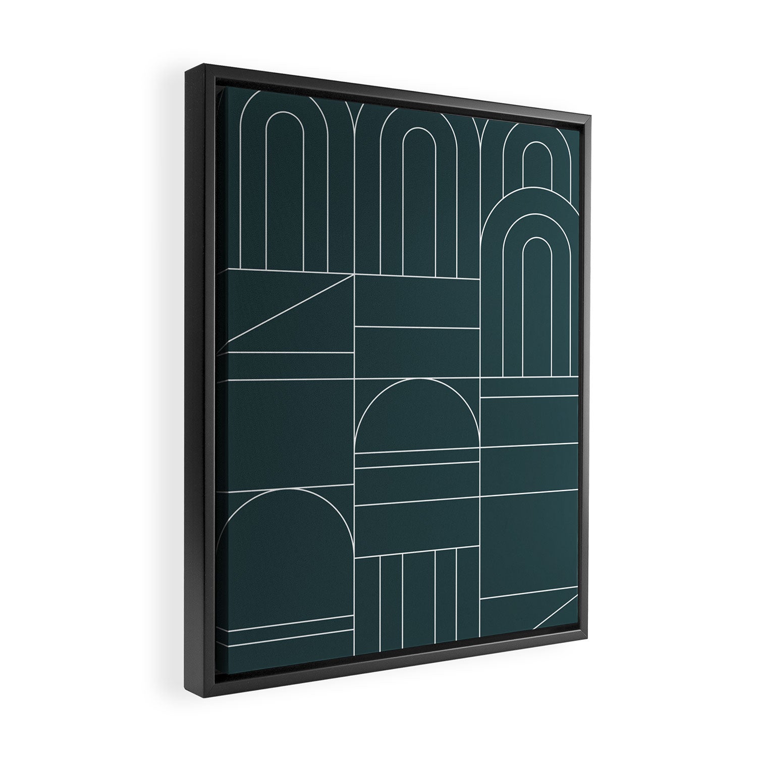 Deco Geometric 04 Teal Framed Canvas Print Gallery Image 2