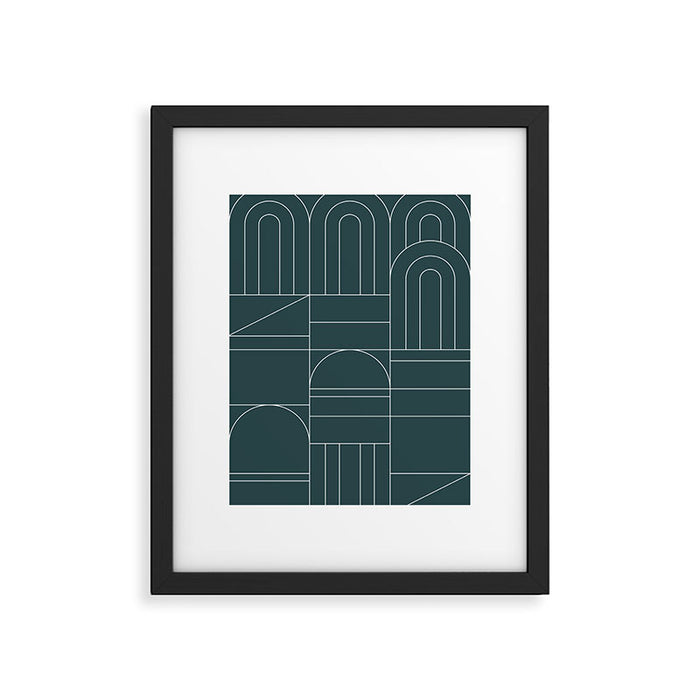 Deco Geometric 04 Teal Framed Art Print Gallery Image 1