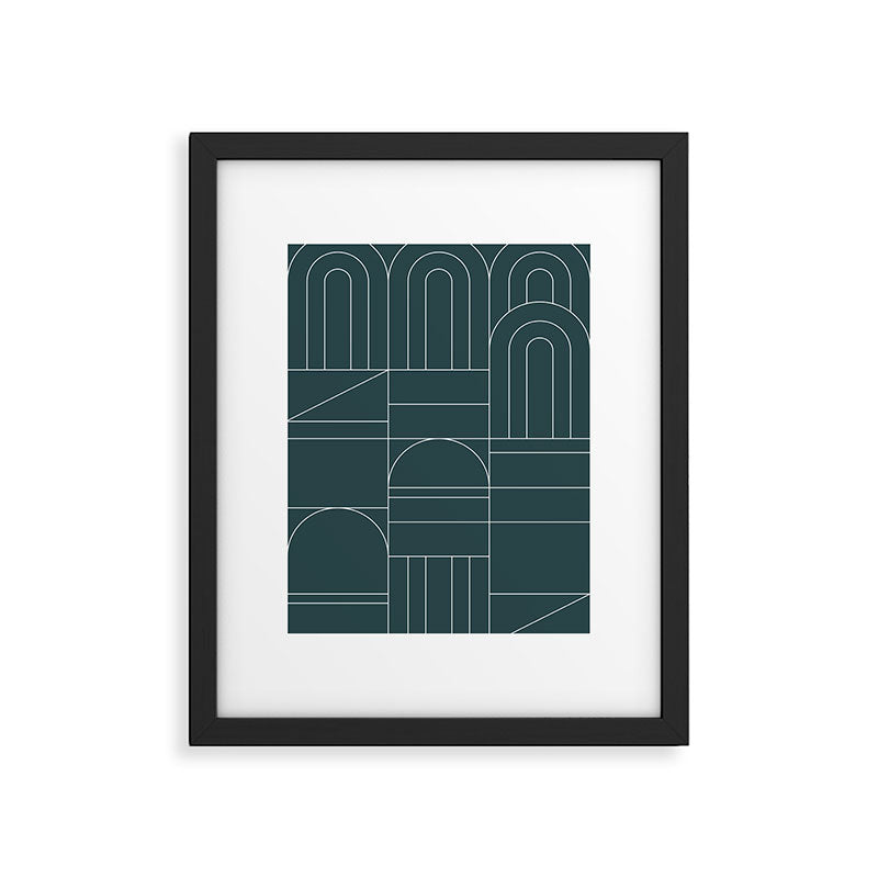 Deco Geometric 04 Teal Framed Art Print Gallery Image 6