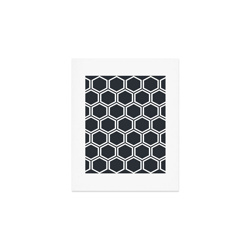 Hexagon Black Art Print Gallery Image 1