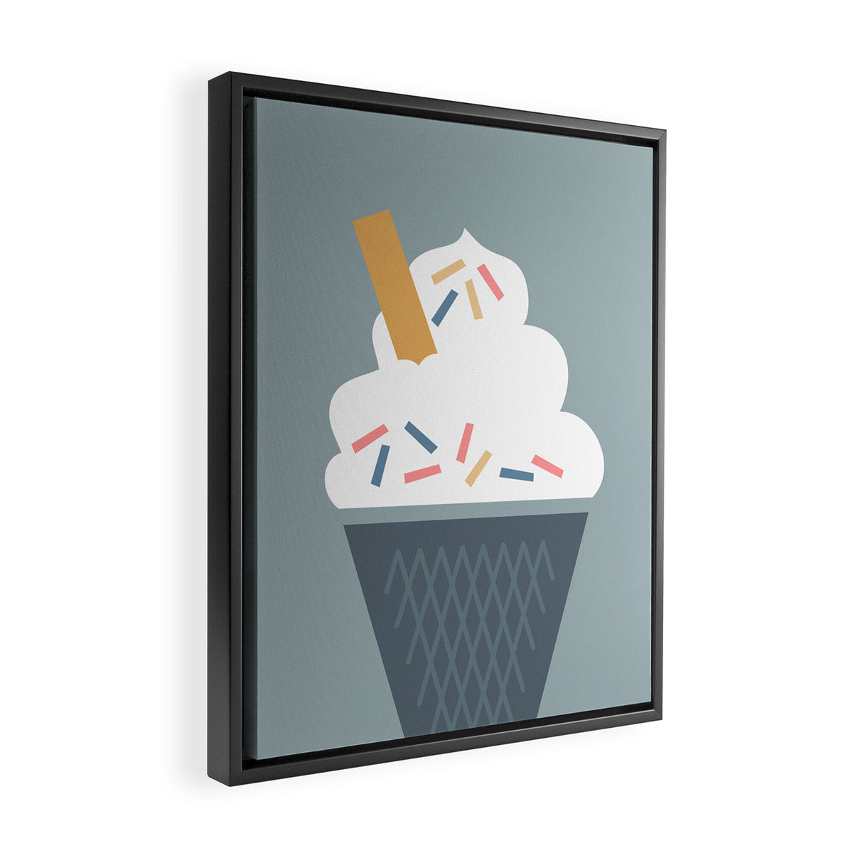 Ice Cream (Blue) Framed Canvas Print Gallery Image 2