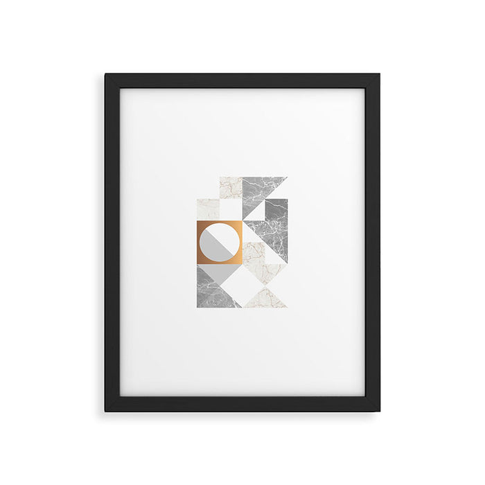 Marble Geometric Grey/White Framed Art Print Gallery Image 1