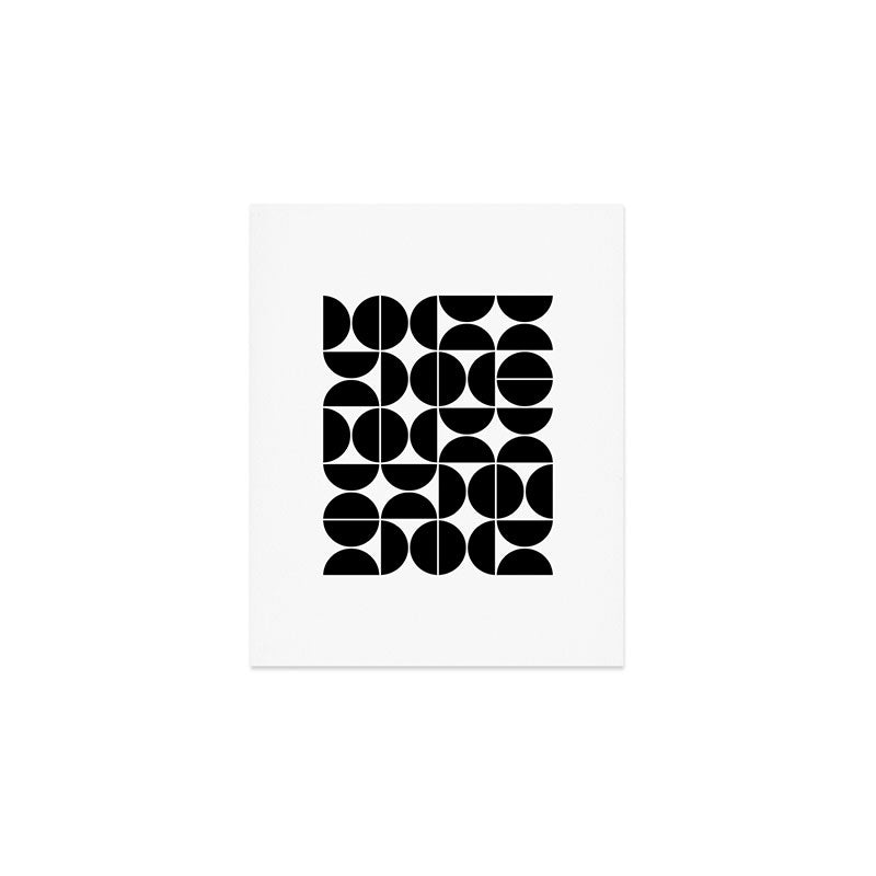 Mid Century Modern Geometric 04 Black Art Print Gallery Image 1