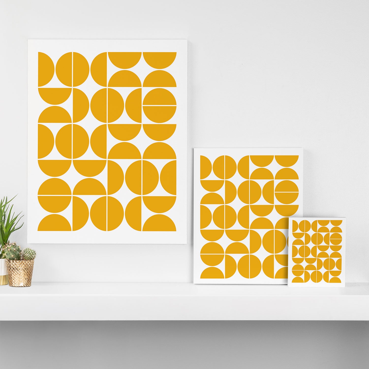 Mid Century Modern Geometric 04 Yellow Canvas Print Gallery Image 3