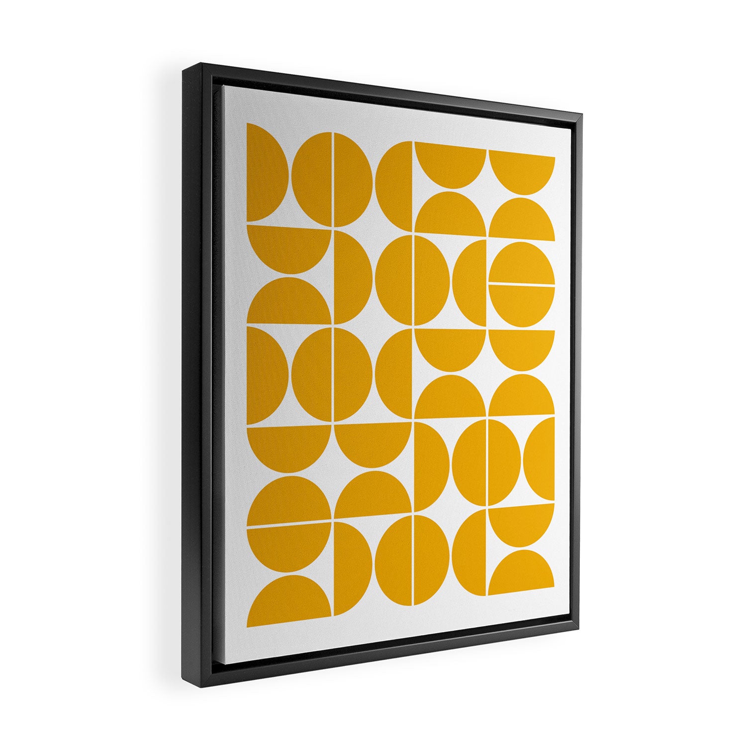 Mid Century Modern Geometric 04 Yellow Framed Canvas Print Gallery Image 2