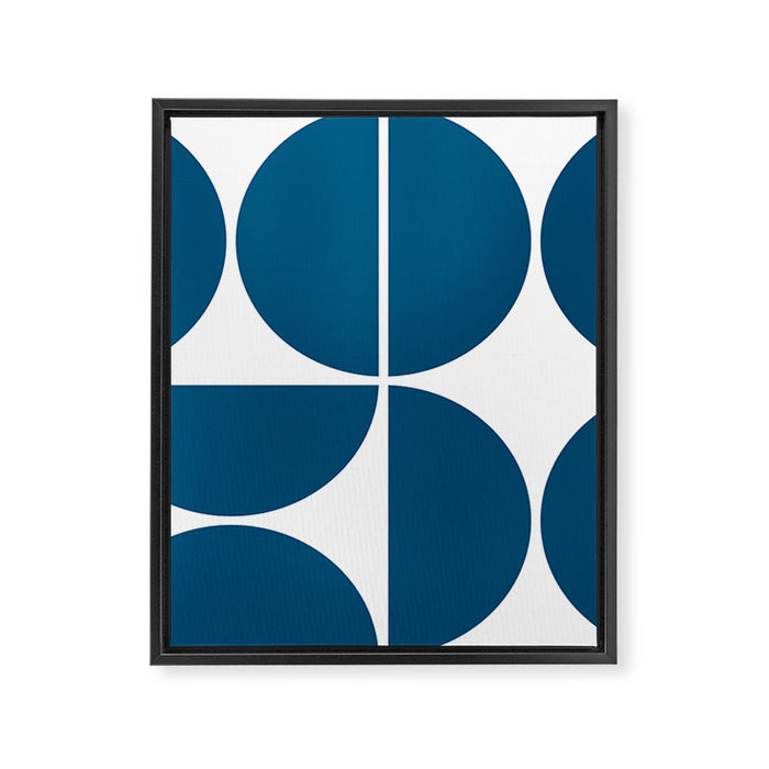 Mid Century Modern Blue Square Framed Canvas Print Gallery Image 1