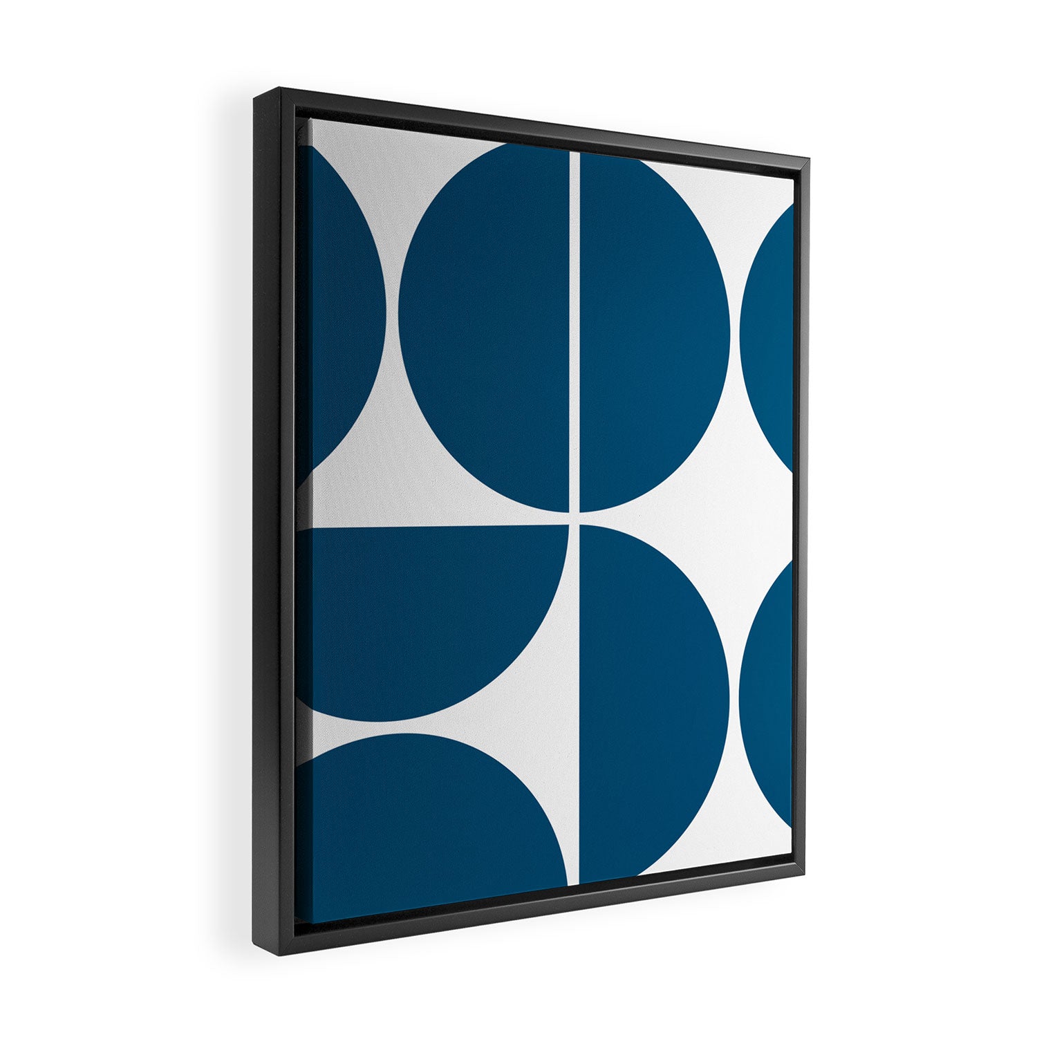 Mid Century Modern Blue Square Framed Canvas Print Gallery Image 2