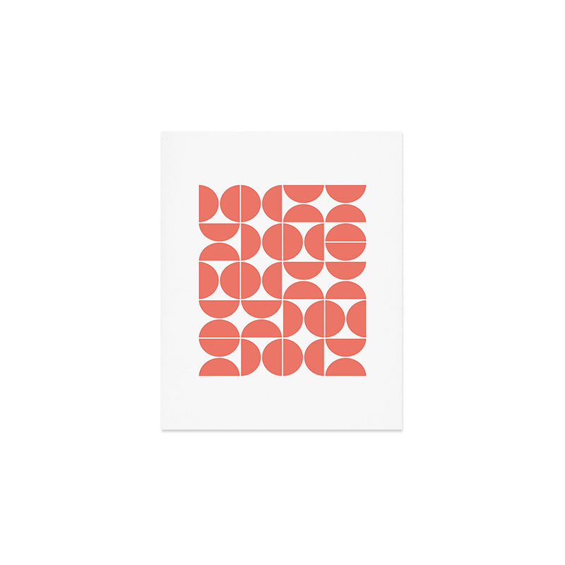 Mid Century Modern Geometric 04 Living Coral Art Print Gallery Image 1