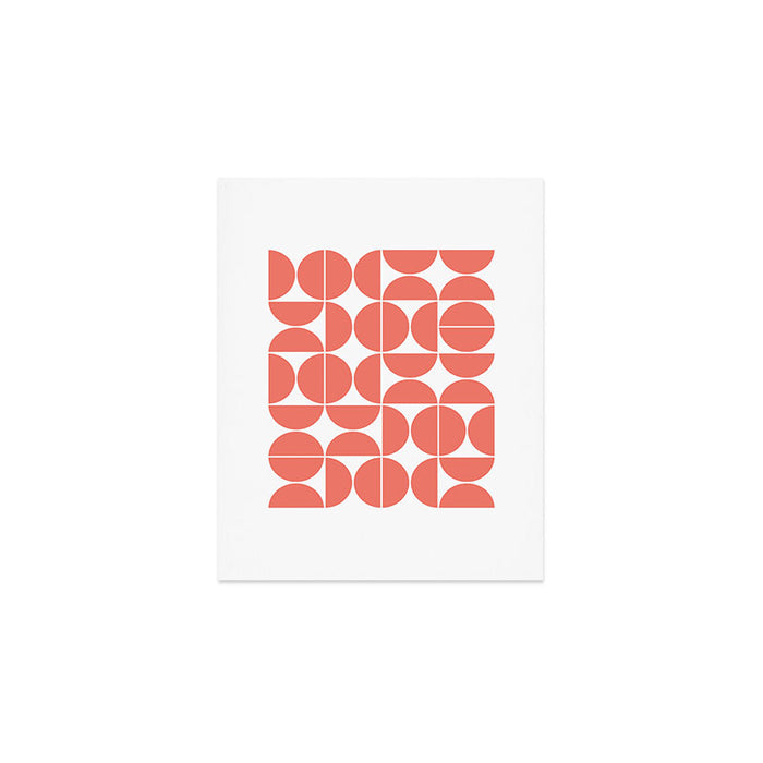 Mid Century Modern Geometric 04 Living Coral Art Print Gallery Image 1