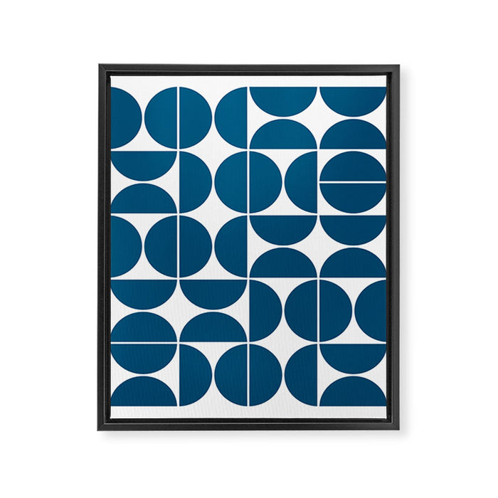 Mid Century Modern Geometric 04 Blue Framed Canvas Print Gallery Image 1
