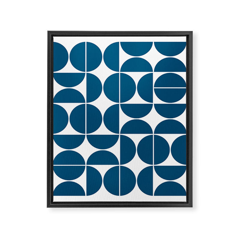 Mid Century Modern Geometric 04 Blue Framed Canvas Print Gallery Image 6