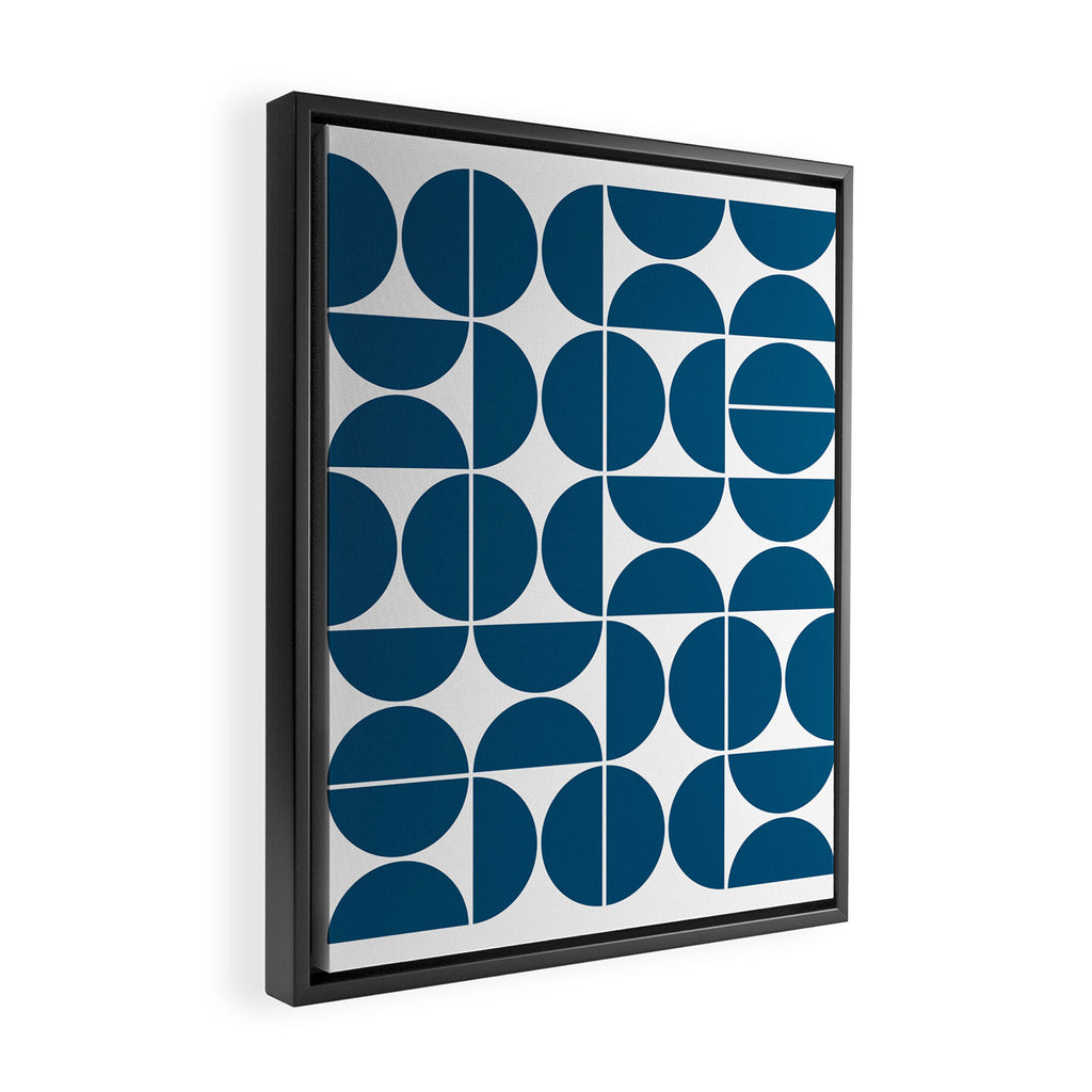 Mid Century Modern Geometric 04 Blue Framed Canvas Print Gallery Image 2