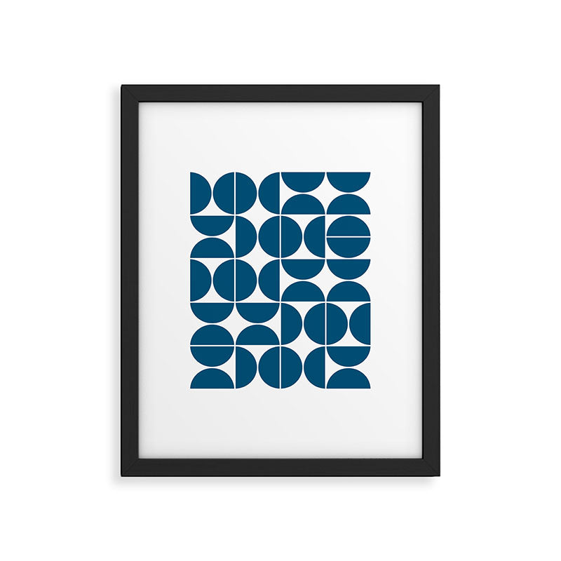 Mid Century Modern Geometric 04 Blue Framed Art Print Gallery Image 5