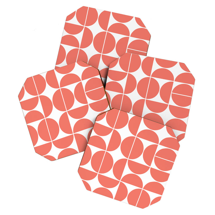 Mid Century Modern Geometric 04 Living Coral Coaster Gallery Image 1