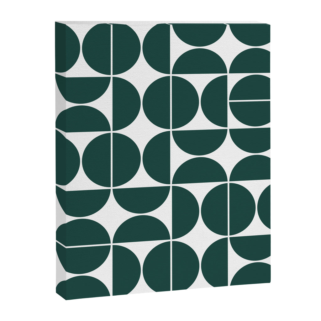 Mid Century Modern Geometric 04 Dark Green Canvas Print Gallery Image 6