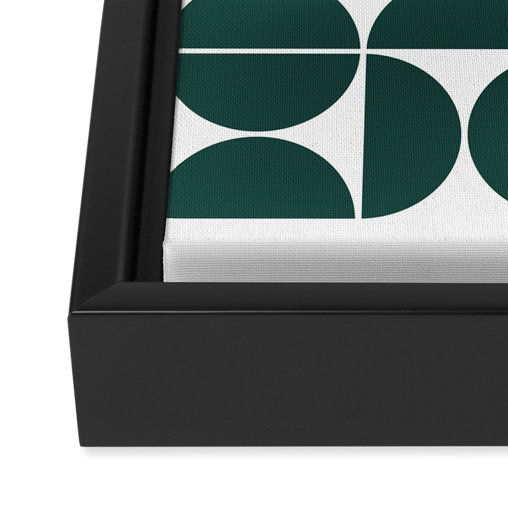 Mid Century Modern Geometric 04 Dark Green Framed Canvas Print Gallery Image 3