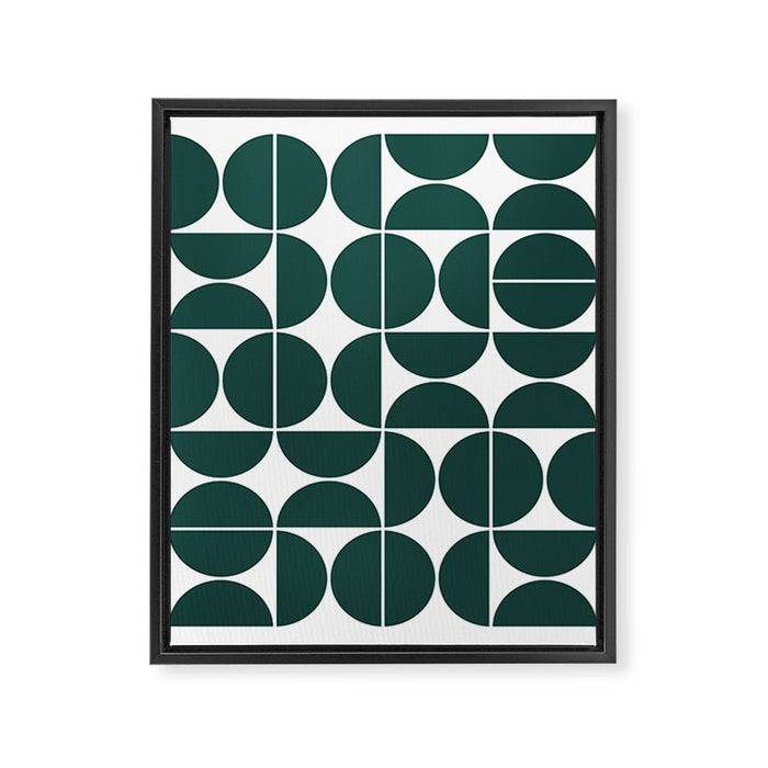 Mid Century Modern Geometric 04 Dark Green Framed Canvas Print Gallery Image 1