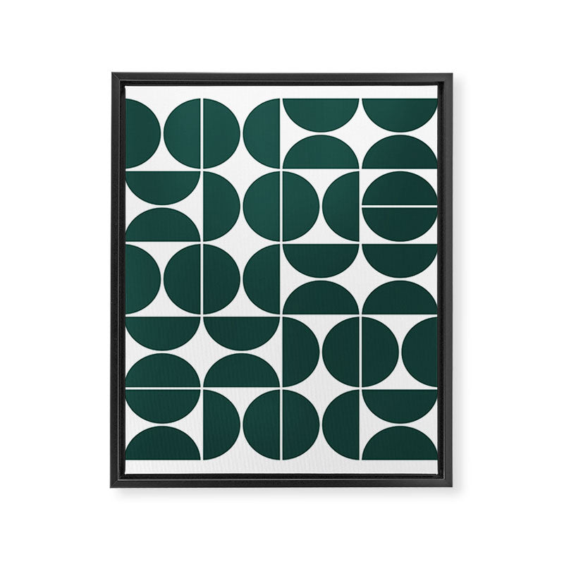 Mid Century Modern Geometric 04 Dark Green Framed Canvas Print Gallery Image 6