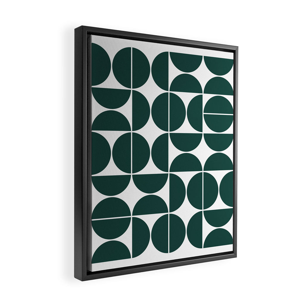 Mid Century Modern Geometric 04 Dark Green Framed Canvas Print Gallery Image 2