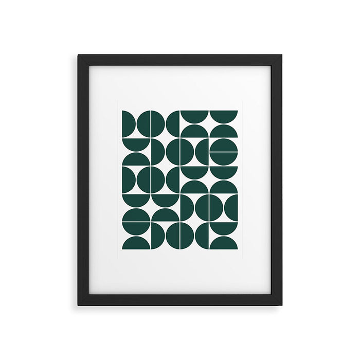 Mid Century Modern Geometric 04 Dark Green Framed Art Print Gallery Image 1