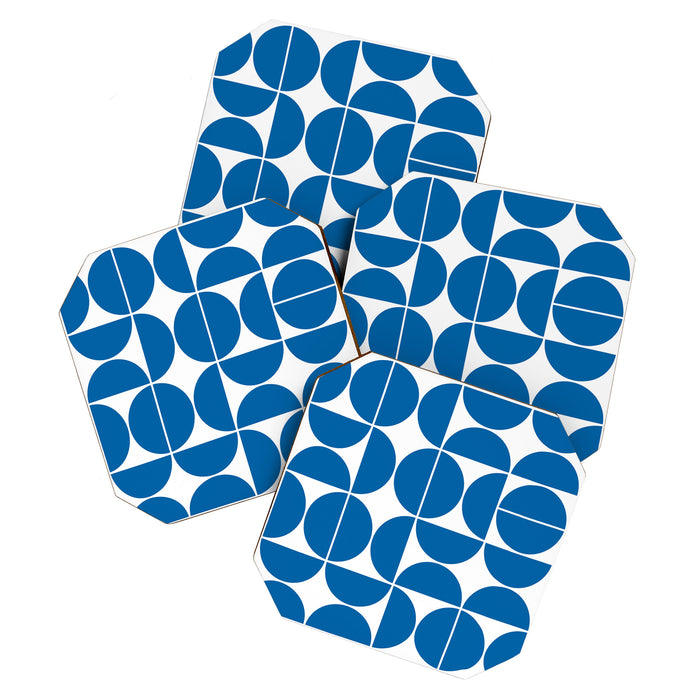 Mid Century Modern Geometric 04 Electric Blue Coaster Gallery Image 1