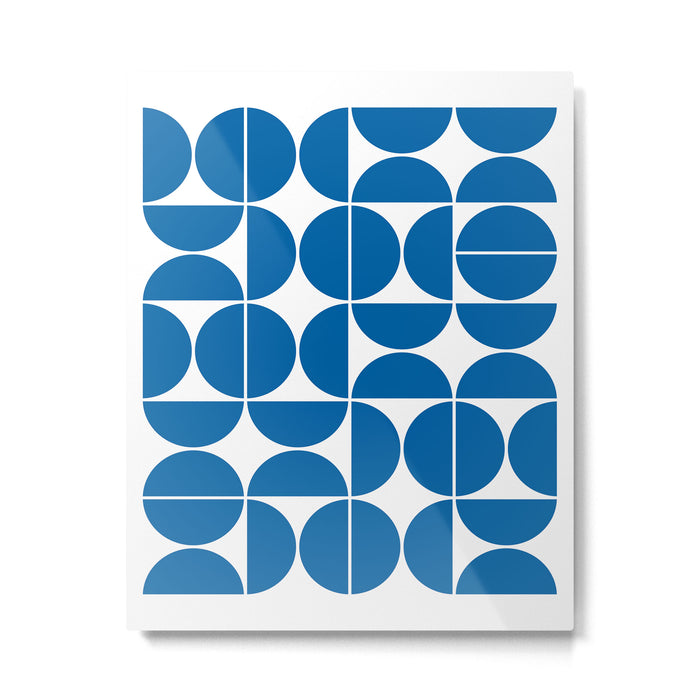 Mid Century Modern Geometric 04 Electric Blue Metal Print Gallery Image 1