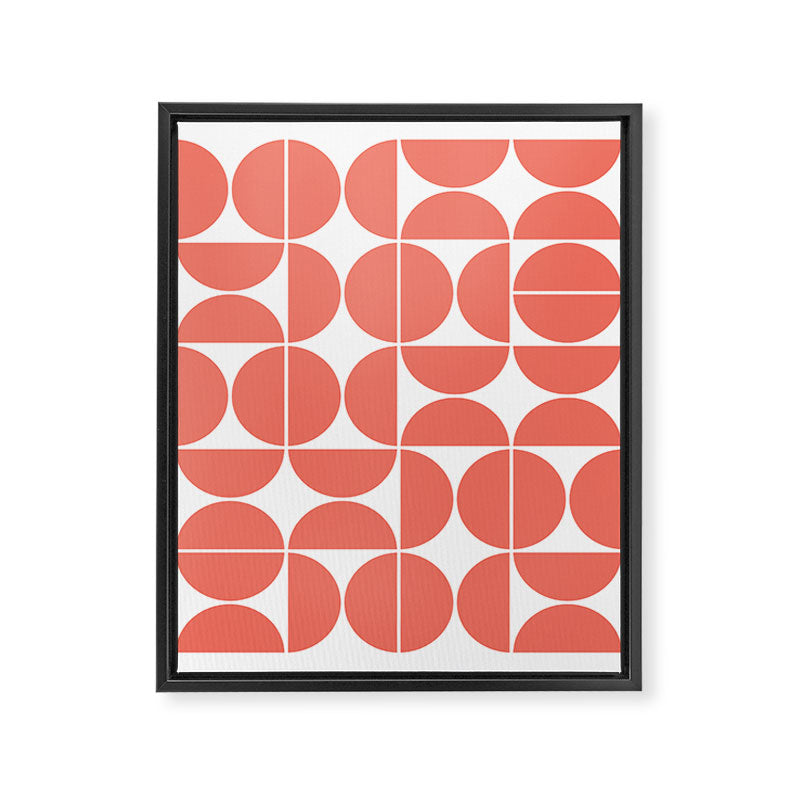 Mid Century Modern Geometric 04 Living Coral Framed Canvas Print Gallery Image 6