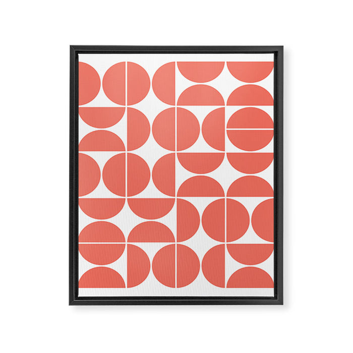 Mid Century Modern Geometric 04 Living Coral Framed Canvas Print Gallery Image 1