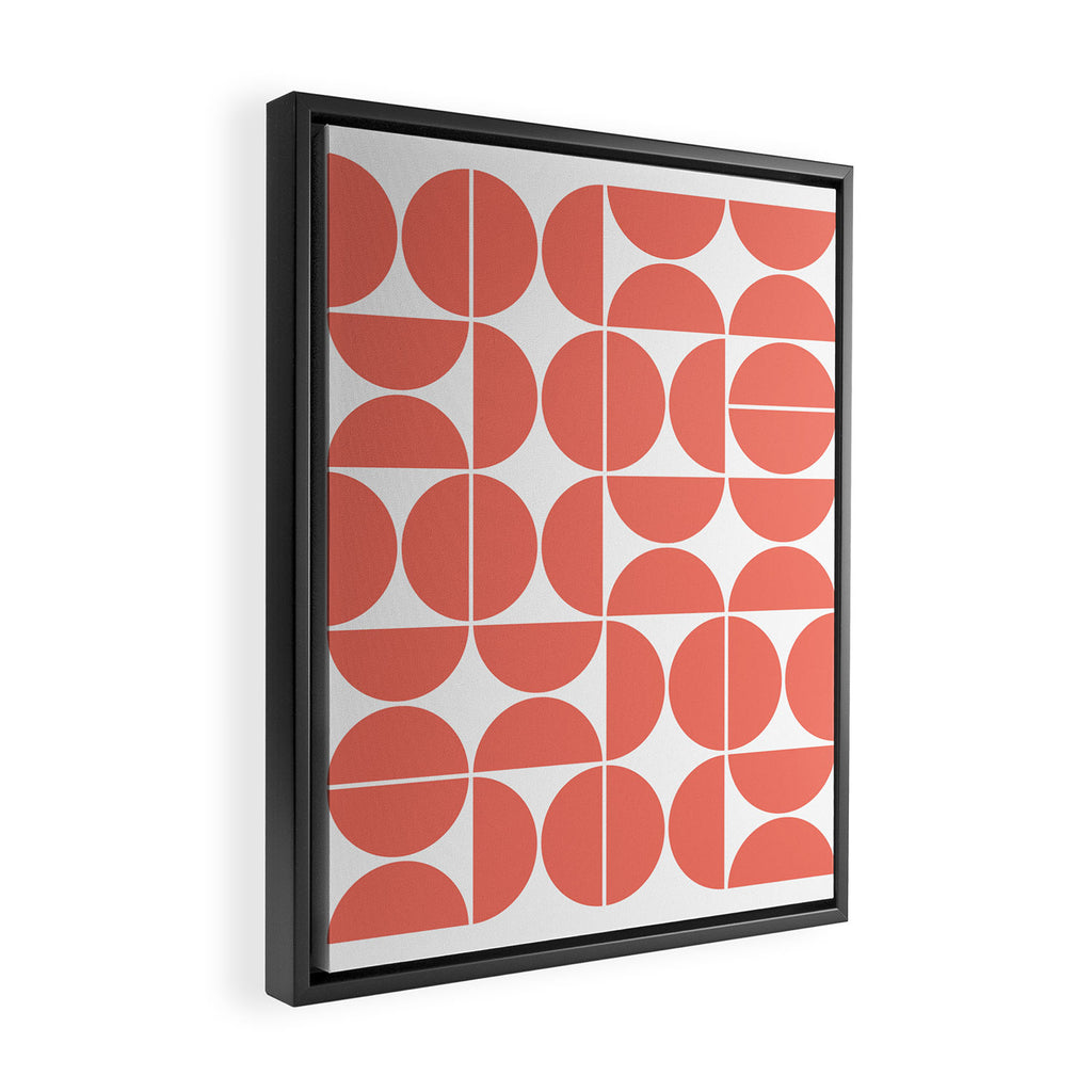 Mid Century Modern Geometric 04 Living Coral Framed Canvas Print Gallery Image 2