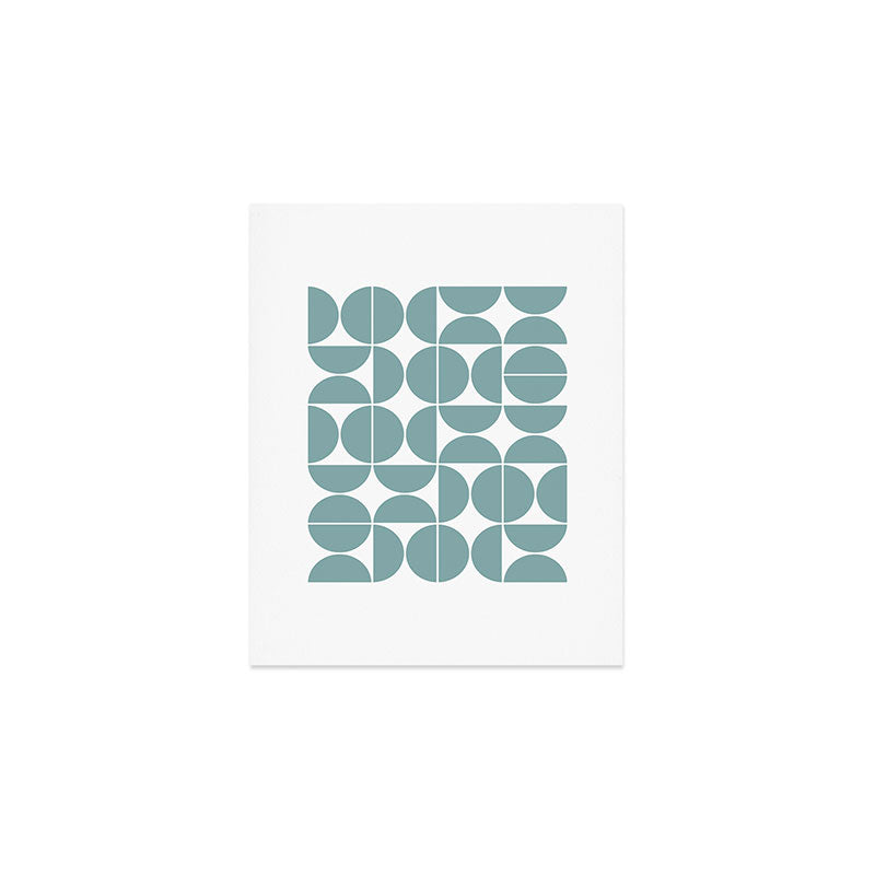 Mid Century Modern Geometric 04 Glass Blue Art Print Gallery Image 1