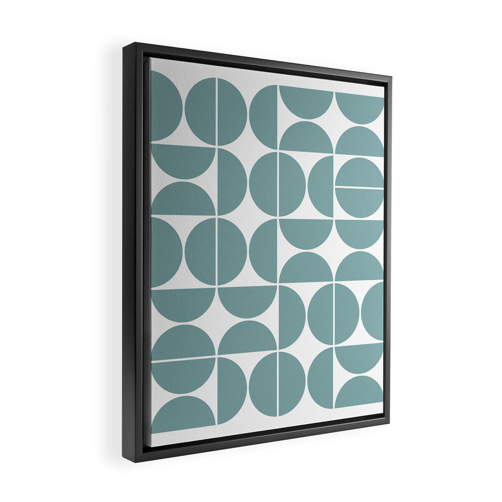 Mid Century Modern Geometric 04 Glass Blue Framed Canvas Print Gallery Image 2