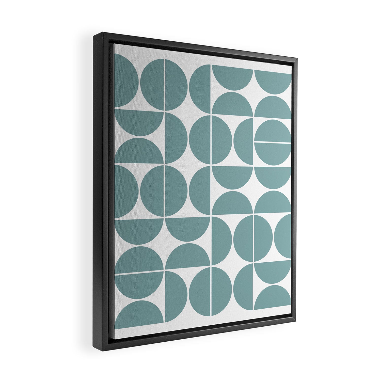 Mid Century Modern Geometric 04 Glass Blue Framed Canvas Print Gallery Image 2