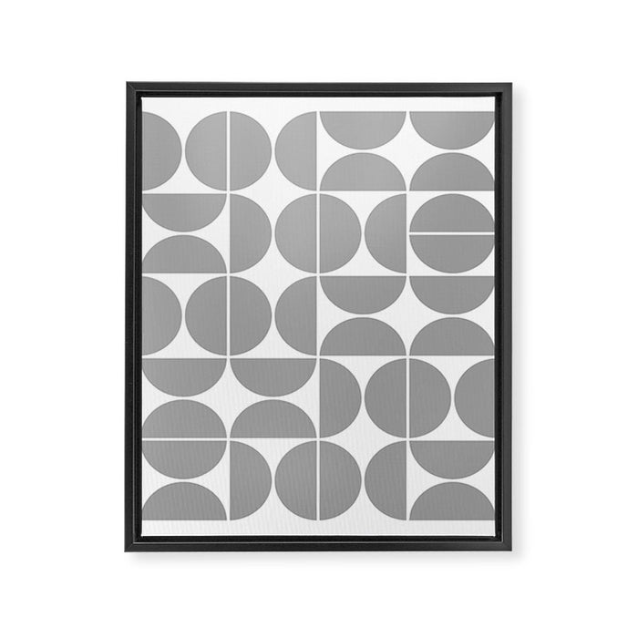 Mid Century Modern Geometric 04 Grey Framed Canvas Print Gallery Image 1