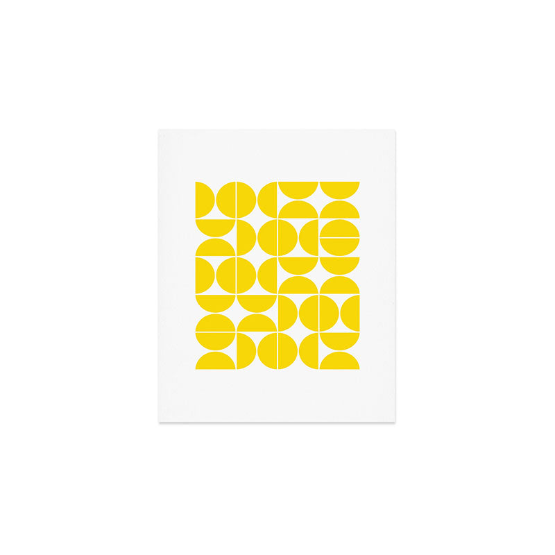 Mid Century Modern Geometric 04 Lemon Yellow Art Print Gallery Image 1