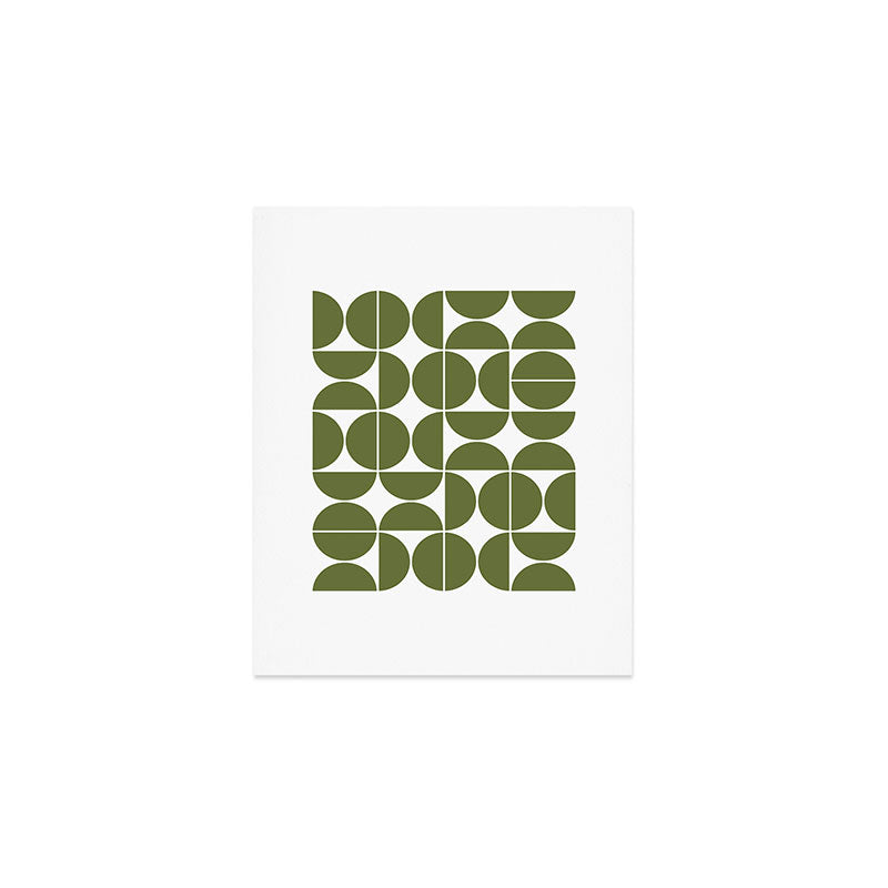 Mid Century Modern Geometric 04 Olive Green Art Print Gallery Image 1
