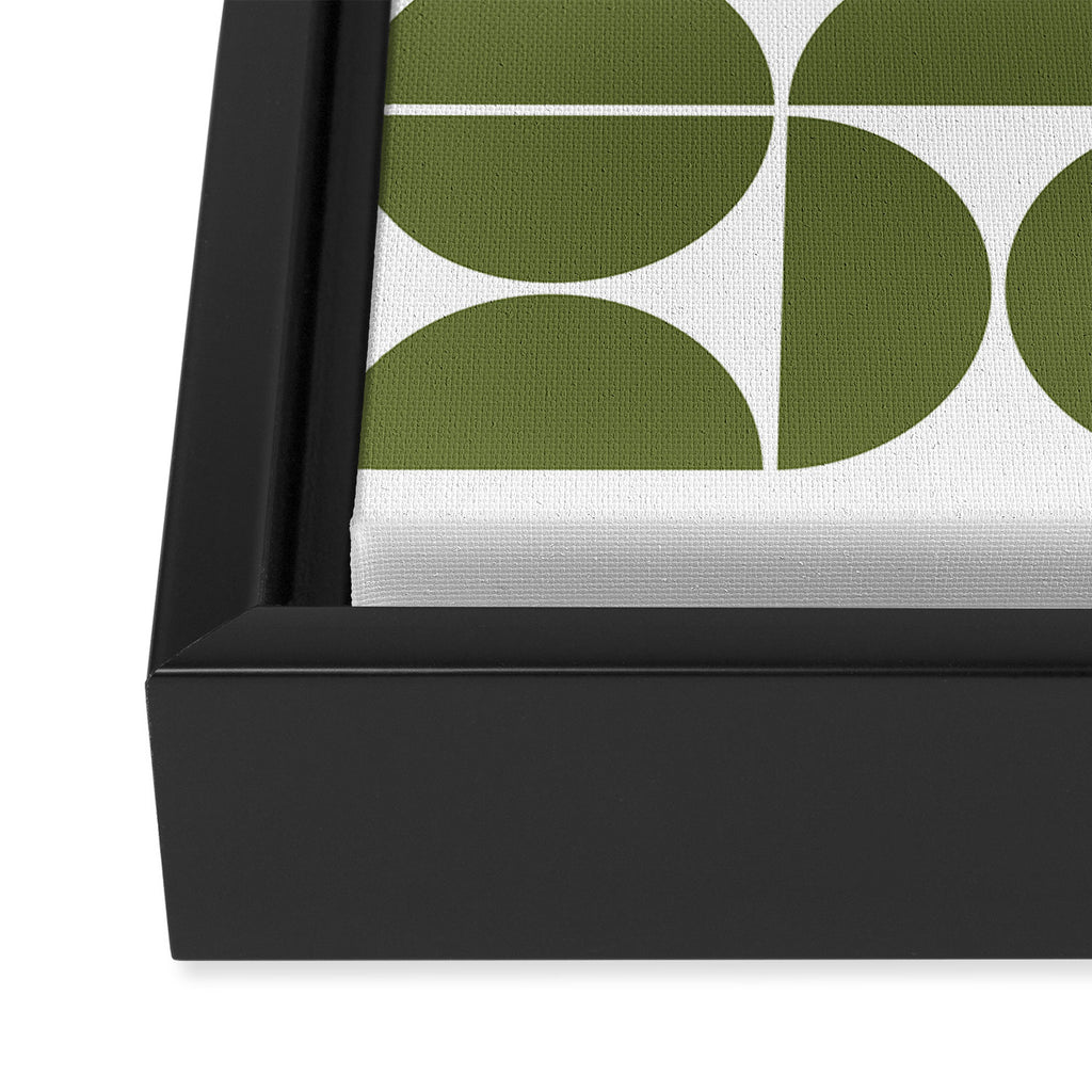 Mid Century Modern Geometric 04 Olive Green Framed Canvas Print Gallery Image 3