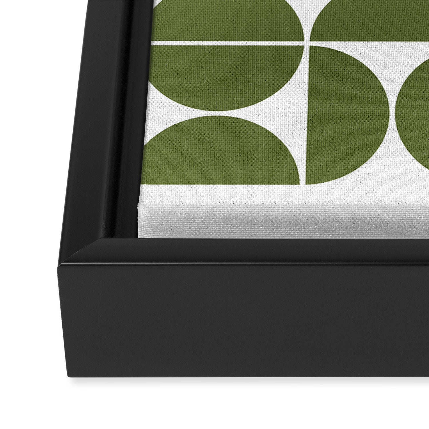 Mid Century Modern Geometric 04 Olive Green Framed Canvas Print Gallery Image 3