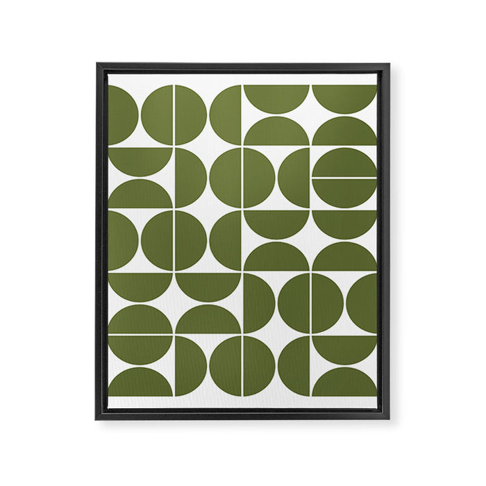 Mid Century Modern Geometric 04 Olive Green Framed Canvas Print Gallery Image 1