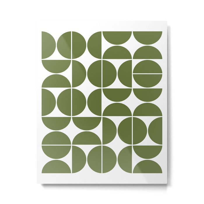 Mid Century Modern Geometric 04 Olive Green Metal Print Gallery Image 1