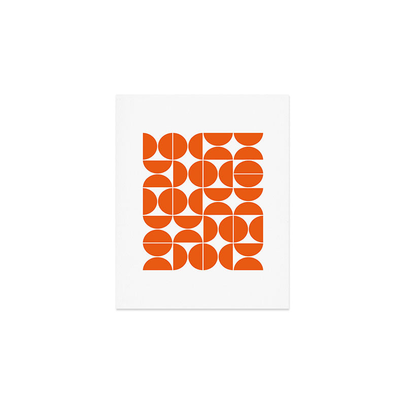 Mid Century Modern Geometric 04 Orange Art Print Gallery Image 1