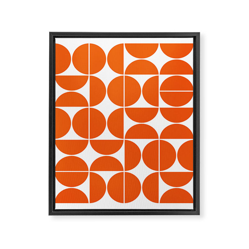 Mid Century Modern Geometric 04 Orange Framed Canvas Print Gallery Image 3