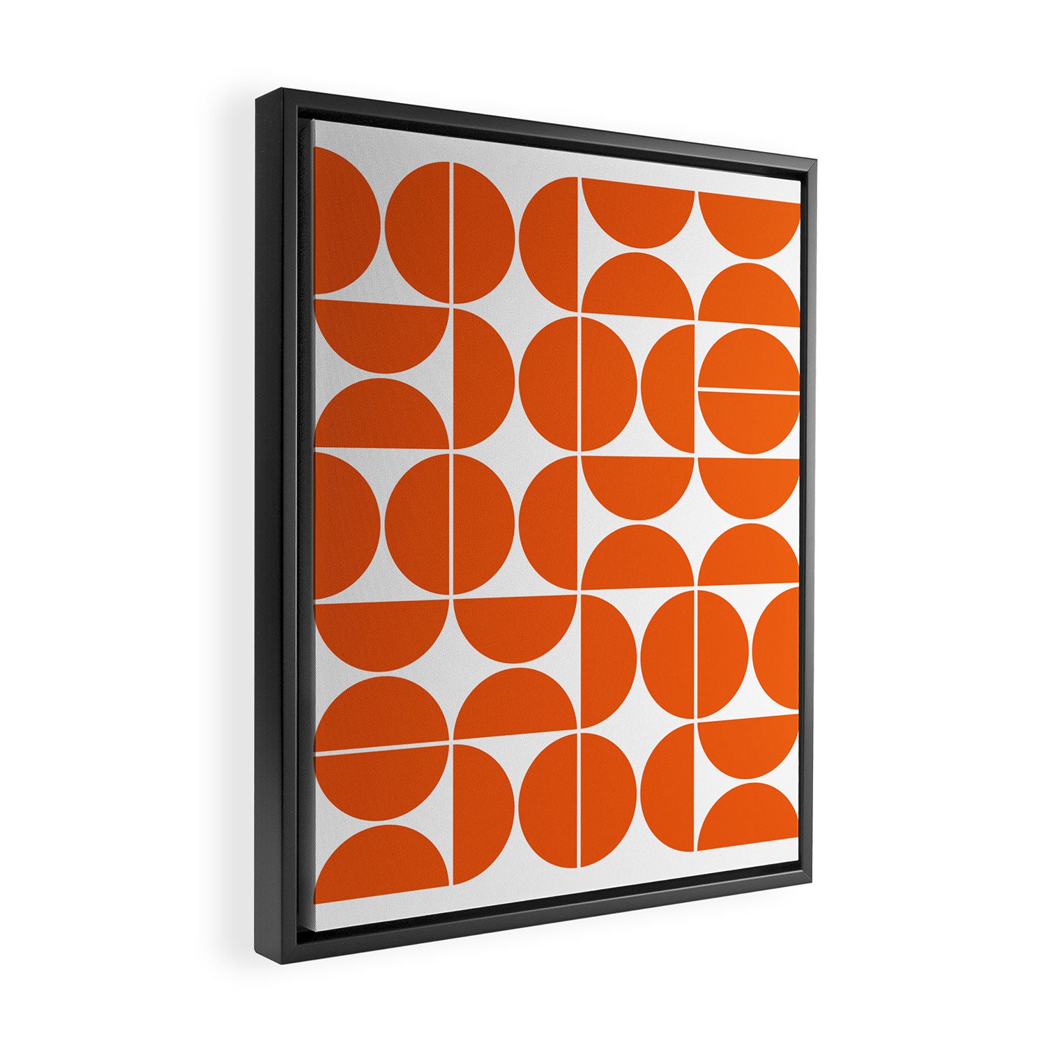 Mid Century Modern Geometric 04 Orange Framed Canvas Print Gallery Image 2