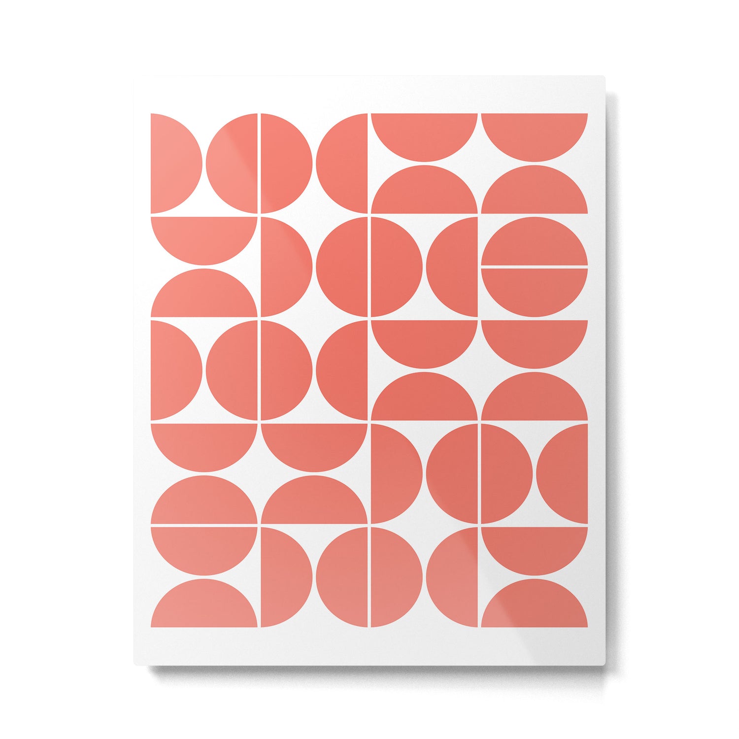 Mid Century Modern Geometric 04 Living Coral Metal Print Gallery Image 4