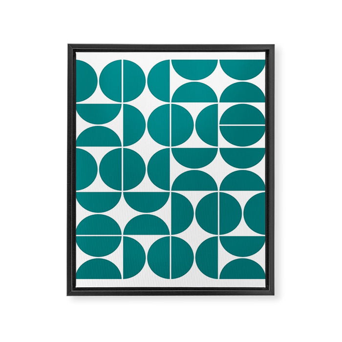 Mid Century Modern Geometric 04 Teal Framed Canvas Print Gallery Image 1