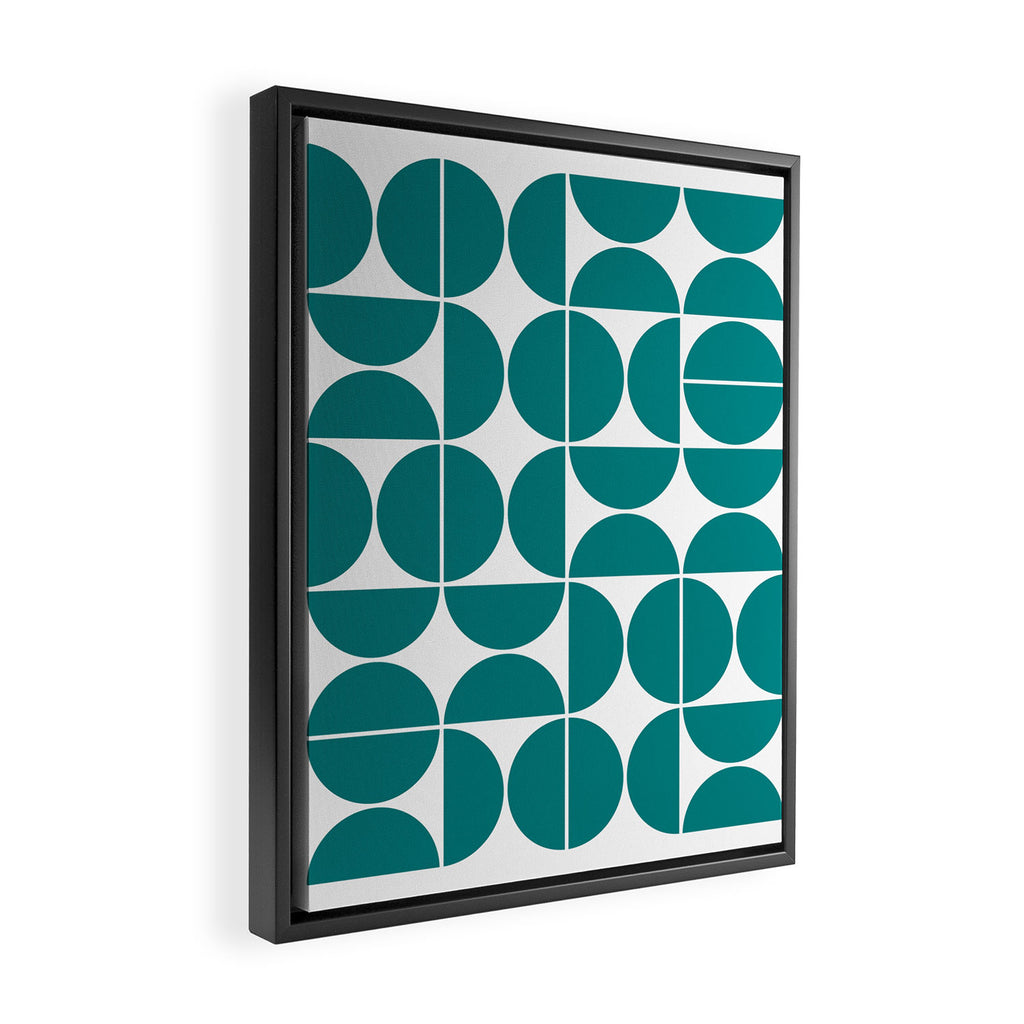 Mid Century Modern Geometric 04 Teal Framed Canvas Print Gallery Image 2