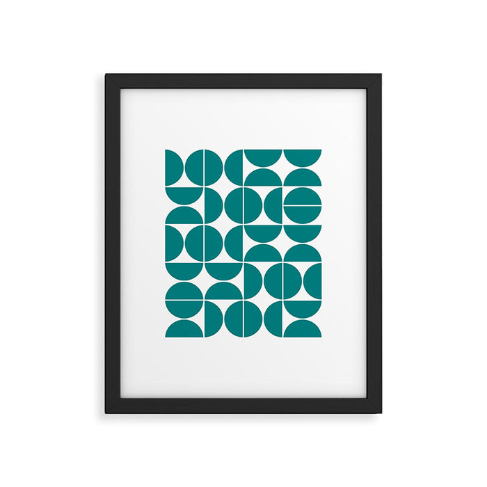 Mid Century Modern Geometric 04 Teal Framed Art Print Gallery Image 1