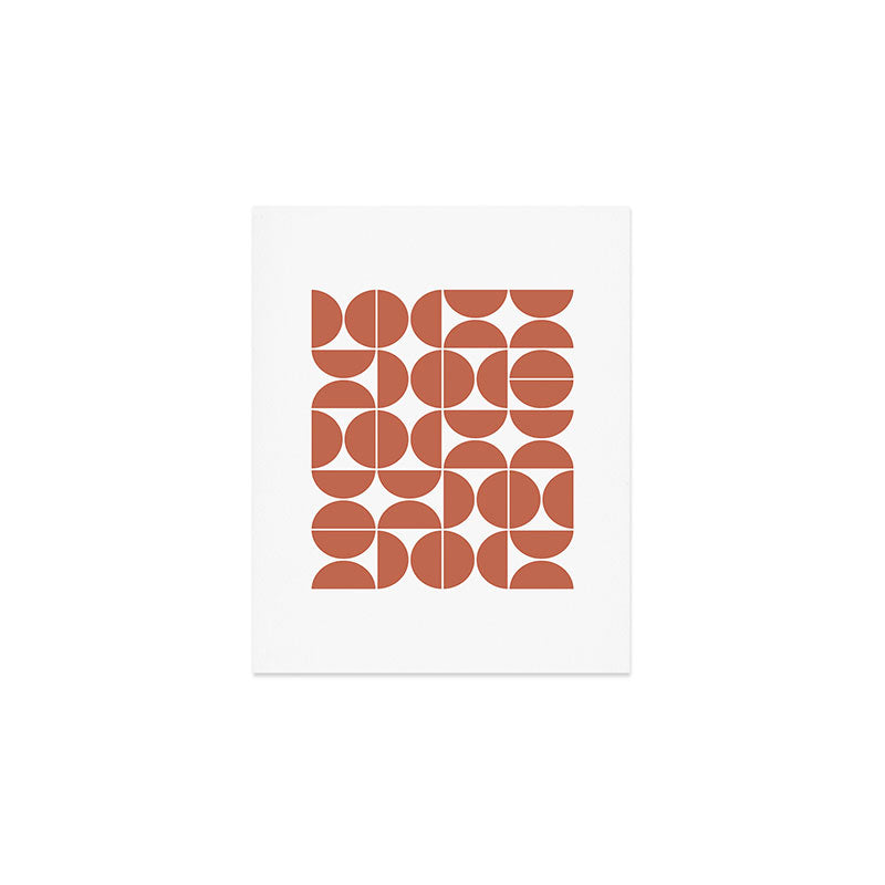 Mid Century Modern Geometric 04 Terracotta Art Print Gallery Image 1