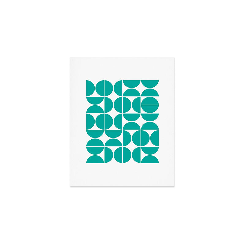 Mid Century Modern Geometric 04 Turquoise Art Print Gallery Image 1