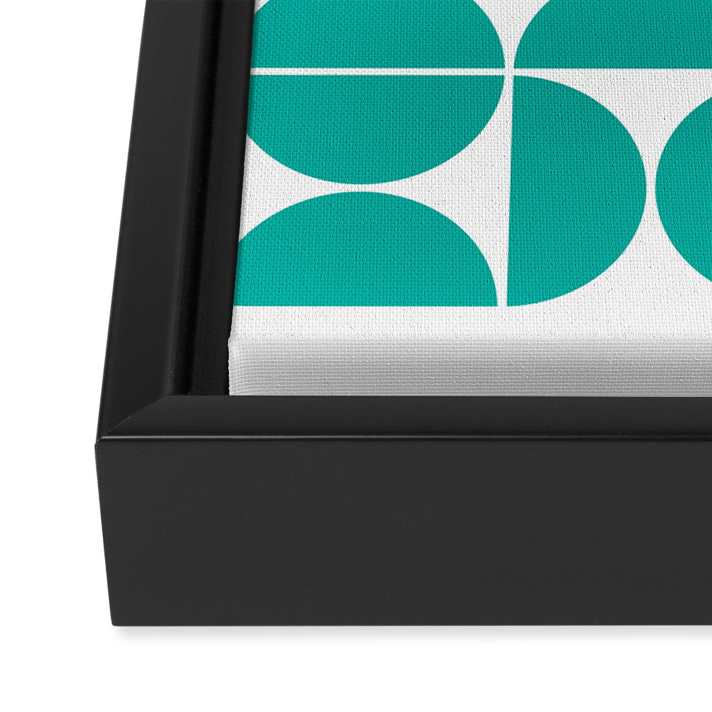 Mid Century Modern Geometric 04 Turquoise Framed Canvas Print Gallery Image 3