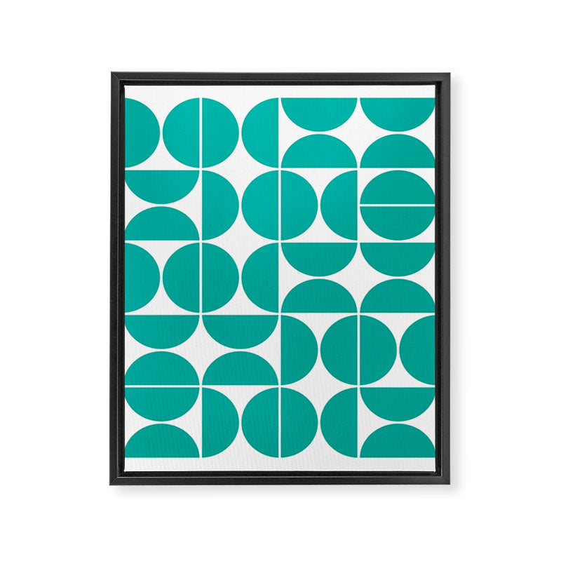 Mid Century Modern Geometric 04 Turquoise Framed Canvas Print Gallery Image 6